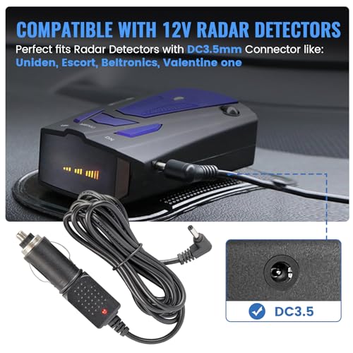 12V Power Cord for Cobra Whistler Radar Detector 6.5ft
