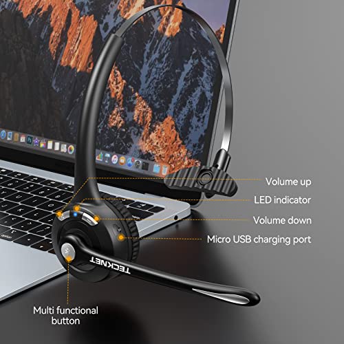 Wireless Bluetooth Headset with Noise Cancelling Microphone