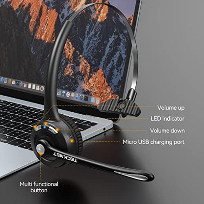 Wireless Bluetooth Headset with Noise Cancelling Microphone