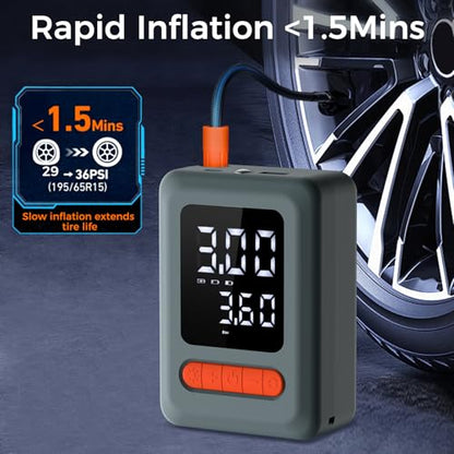 Tire Inflator Portable Air Compressor & Car Jump Starter