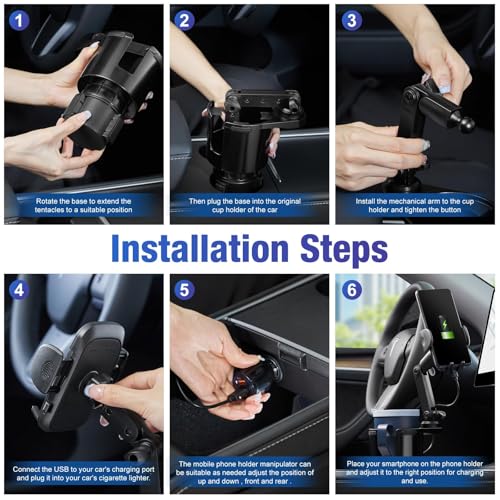 Cup Holder Phone Charger 15W Fast Charging Auto Clamping Holder