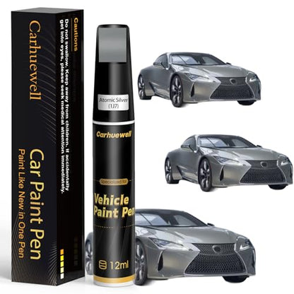 1J7) Atomic Silver Touch Up Paint Compatible with Lexus, Exact Match Car Paint Pen Automotive Scratch Repair Remover Kit Quick & Easy Solution for Vehicle Chips and Nicks
