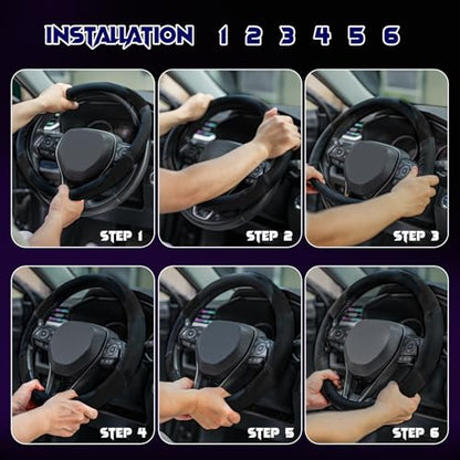 Soft Leather Steering Wheel Cover with Breathable Design and Anti