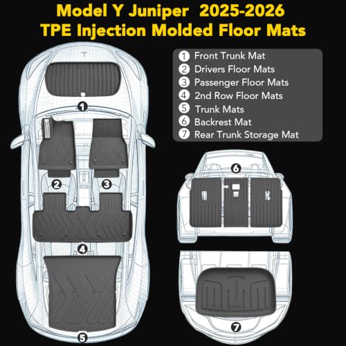 9PCS Floor Mats & Accessories for Tesla Model Y Juniper 2026