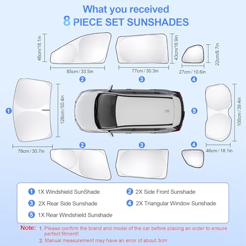 8pcs Car Window Shades for Nissan Rogue 2014 (8 Count)
