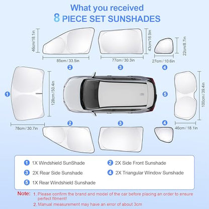 8pcs Car Window Shades for Nissan Rogue 2014 (8 Count)