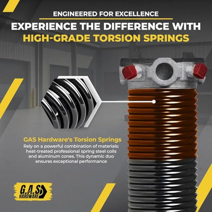 Garage Door Torsion Springs 273x2x41 for Left and Right Side of Garage Door with Winding Bars
