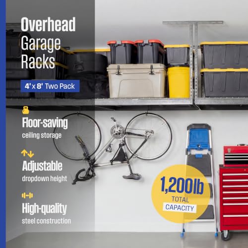 Gray 4x8 Overhead Garage Storage Rack 600 lb 24” (2 Count)