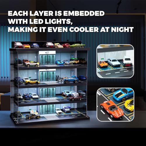 Display Case for Hot Wheels & Matchbox Cars with LED Light