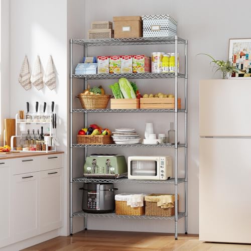 6 Tier Wire Storage Shelves with Wheels