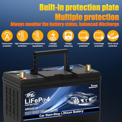 Car Start Stop Lithium Battery BCI GROUP 27 12V 80AH Car Battery with 1300CCA