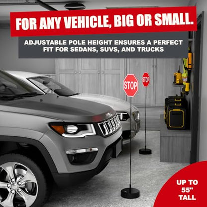 Garage Parking Aid with LED Stop Sign [Upgraded Base]