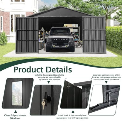 Domi 12'x15' Outdoor Metal Garage Shed