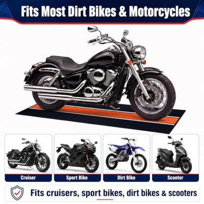 Motorcycle Mat Garage Floor Rug Washable Parking Mats for Garage Floors Non Slip Oil Absorbent Pad Rubber Backing Layer Protects Floor