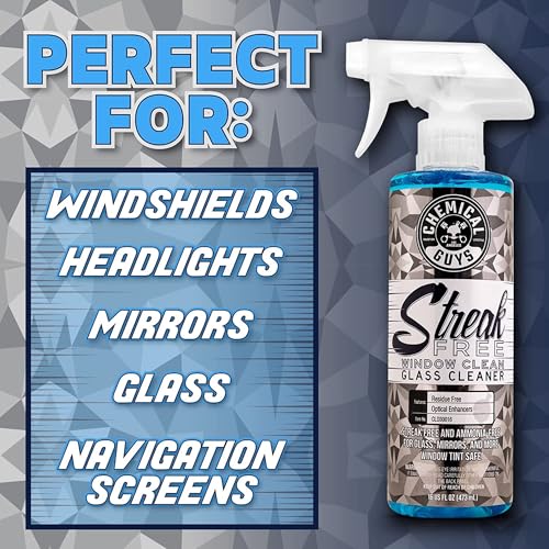 Streak Free Window Clean Auto Glass Cleaner Bundle with Waffle Weave Microfiber Towel