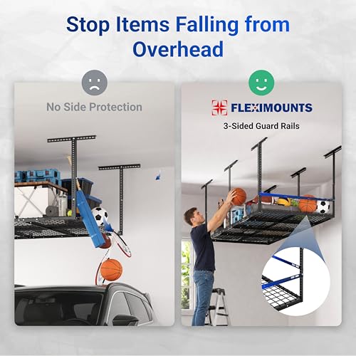 4x8 Overhead Garage Storage Rack with Safety Rails
