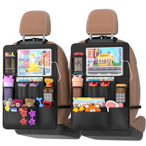 2 Pack Backseat Car Organizer with Tablet Charging Port for Kids Travel (2 Count)