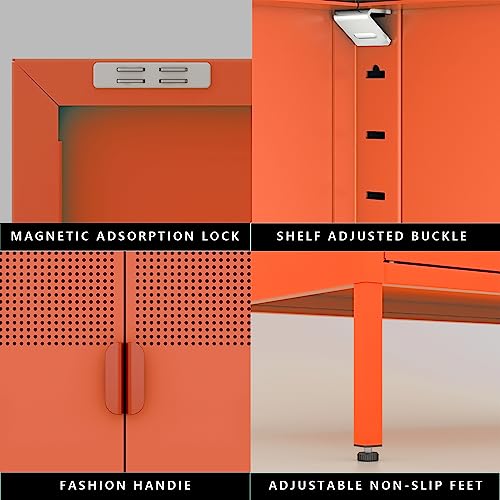 2 Mesh Door Metal Cabinet with Adjustable Shelves