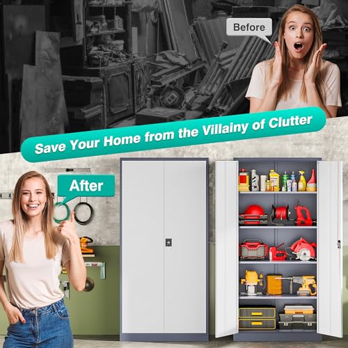 Storage Cabinet with Doors and Shelves