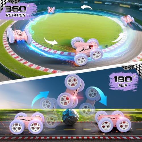 Pink Purple RC Stunt Car for Kids