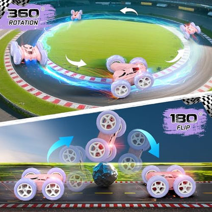 Pink Purple RC Stunt Car for Kids