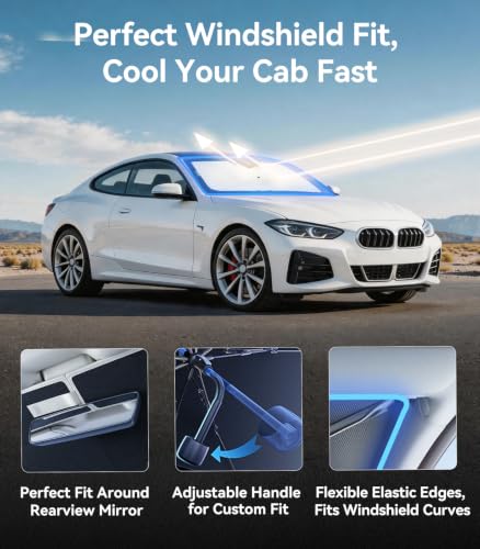 Vinyl Coating Heat Shield] Windshield Sun Shade Umbrella Custom for BMW 3