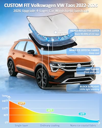 Windshield Sun Shade for Volkswagen VW Taos 2022