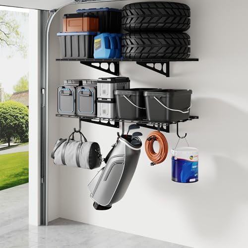 2 Pack 2x4ft Garage Shelving with Hooks (2 Count)
