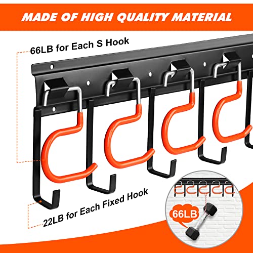 17'' All Metal Garden Tool Organizer Adjustable Garage Tool Organizer Wall Mount Garage Organizers and Storage with Heavy Duty Hooks Tool Hangers for Garage Wall