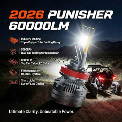 9007 HB5 Punisher 60000lm High Performance LED Bulbs 6000K