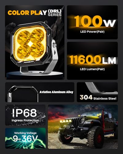 Color Play Series 3" LED Pods Hyper Spot Beam Driving Lights 2 (2 Count)
