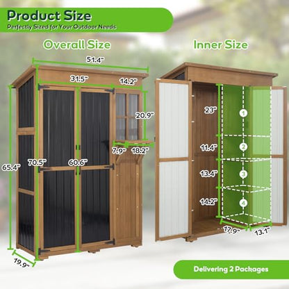 51" L Outdoor Storage Cabinet Waterproof with Shelves