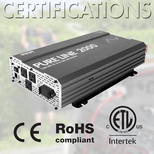 EL3808 Pure Line Power Inverter 2000 Watt DC 12V to 110V AC Car Pure Sine Wave Power Inverter for Home RV Camping Van Life Off Grid ETL Certified
