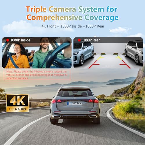 11.26" 125S CarPlay Android Auto Screen with Triple Dash Cam
