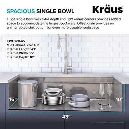 Stainless Steel 45 in Undermount Kitchen Sink KWU120