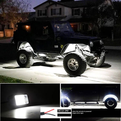 4Pods Pure White 72 LEDs SMD Chips 72w High Power Rock Lights Super Bright White Offroad Car Boat Underglow Lights IP68 Waterproof for Truck SUV UTV ATV RZR