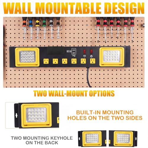 6 Outlets Power Strip with LED Worklight (6 Count)
