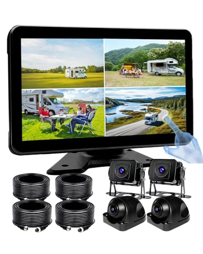 AI 4 Channel 1080P RV Backup Camera System with 10.1 Inch Touchscreen Monitor (4 Count)