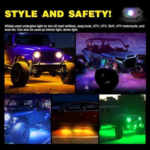 RGB LED Rock Lights Kit 10 Pods Underglow Multicolor Neon Pod