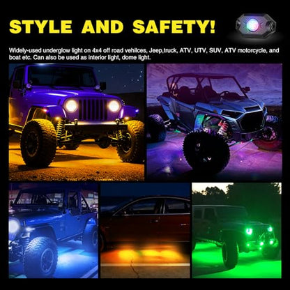 RGB LED Rock Lights Kit 12 Pods Underglow Multicolor Neon Pod