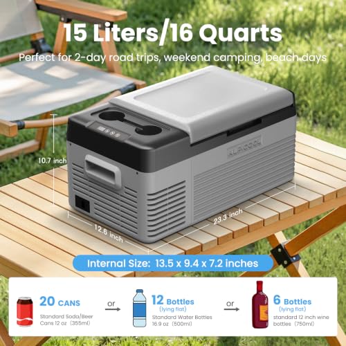 Car Refrigerator 12 Volt Portable Car Fridge 16 Quart（15 L Electric Cooler with AC