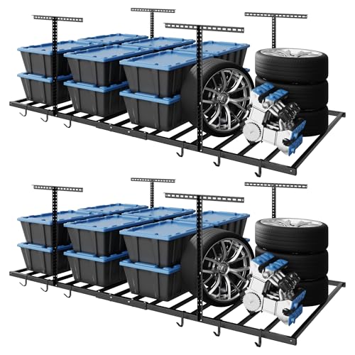 4x8 Overhead Garage Storage Rack with 6 Hooks (2 Count)