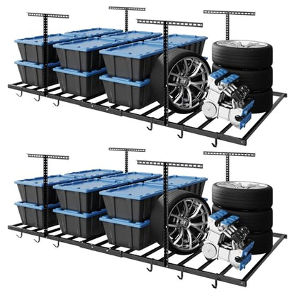 4x8 Overhead Garage Storage Rack with 6 Hooks (2 Count)