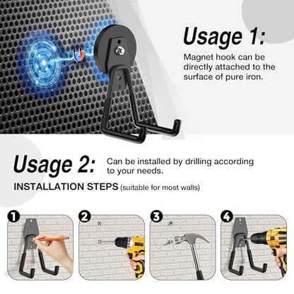 Heavy Duty Storage Magnetic Utility Hooks Large Garage Strong Extra Magnet Hooks Hanger with Anti (2 Count)