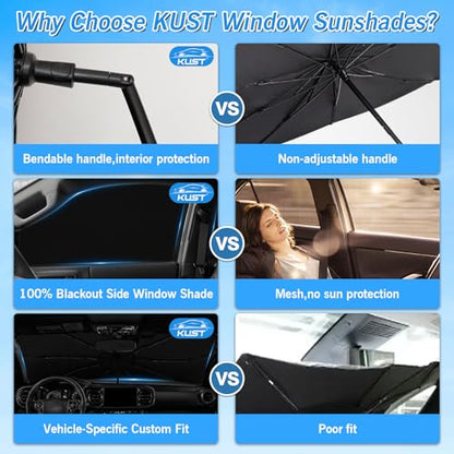 Windshield Sun Shade Umbrella for Toyota Tacoma Double Cab 2016 2017 2018 2019 2020 2021 2022 2023 Rear Window Shades 100% UV Protection and Blackout Privacy 5PCS Car Window Covers Accessories (5 Count)