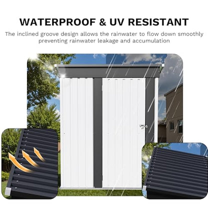 Metal Outdoor Storage Shed 5 x 3 FT Metal Shed with Lockable Door