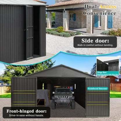 Domi 12x30FT Outdoor Metal Garage Shed