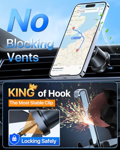 Upgraded Magnetic Phone Holder for Car【Patented & Super Magnet】 for MagSafe Car Mount Dashboard Magnet Phone Holder Windshield Phone Stand for iPhone 17 16 15 14 13 12 Pro Max Samsung