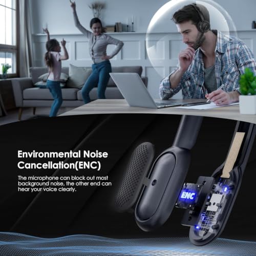 Upgrade ANC & ENC Wireless Headset with Mic for Work