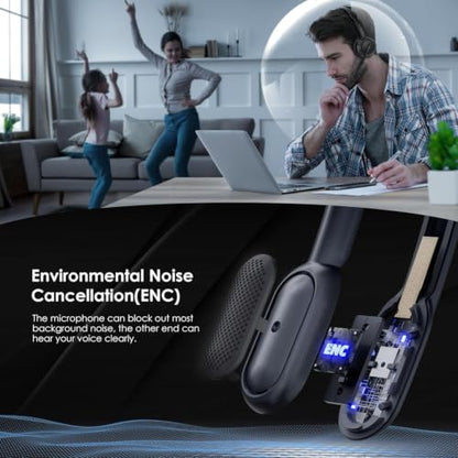 Upgrade ANC & ENC Wireless Headset with Mic for Work